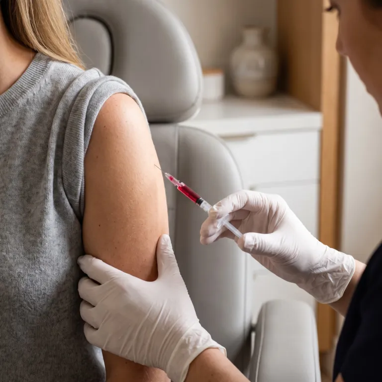 Vitamin B12 injection in the upper arm