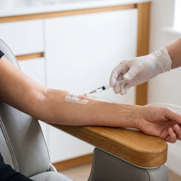 Glutathione being given through an IV line