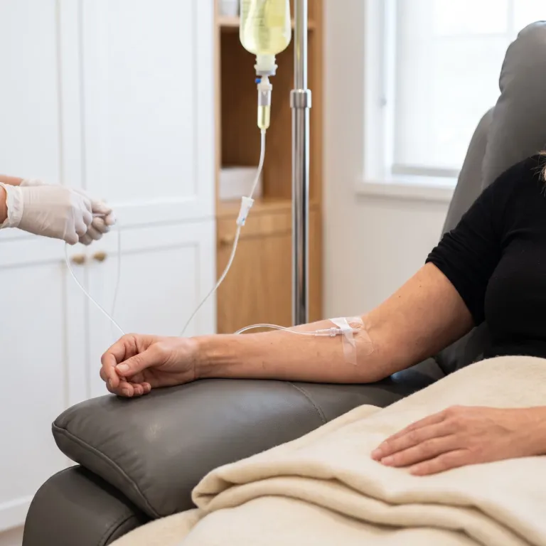 Multi vitamin IV drip in the forearm