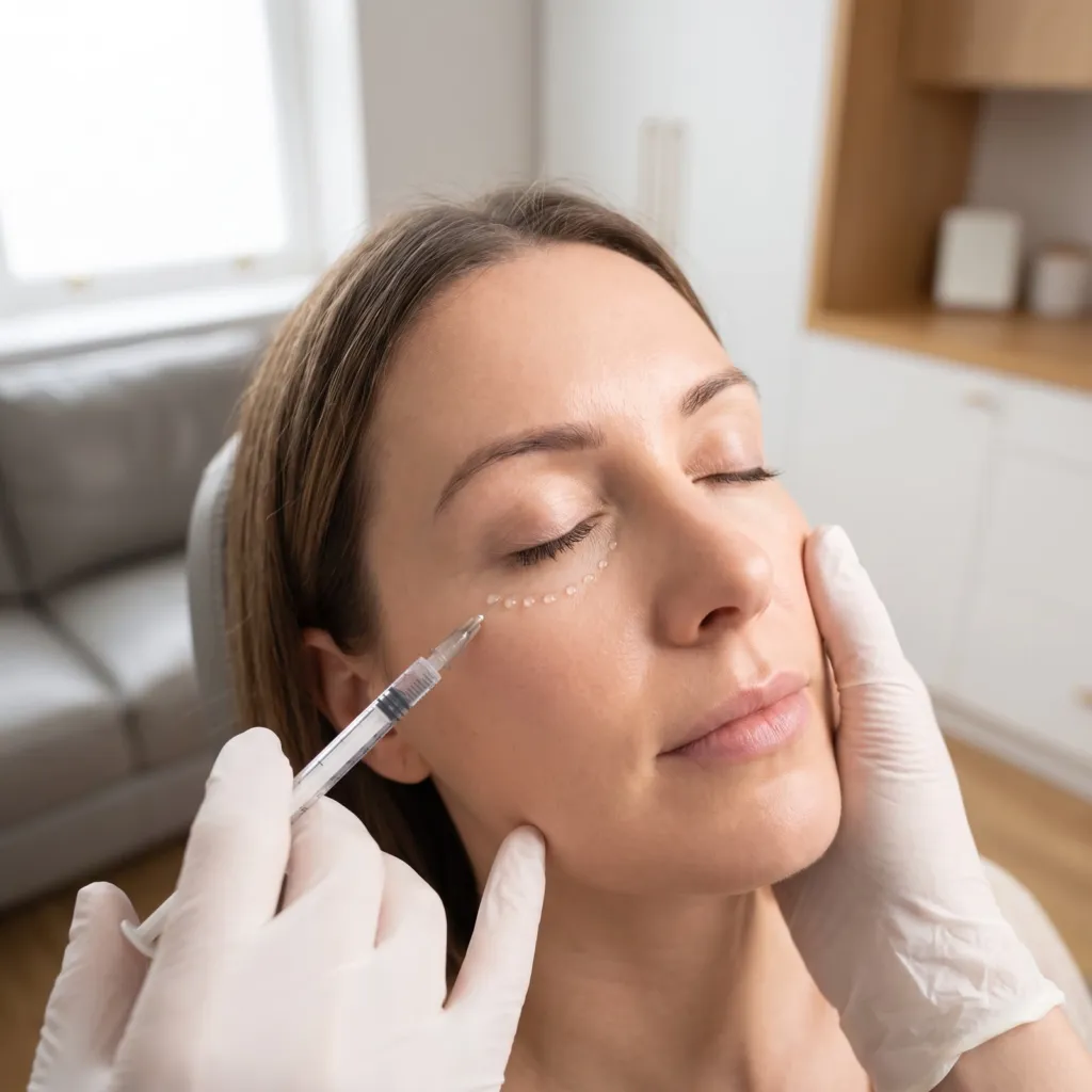 Under-eye skin booster being injected