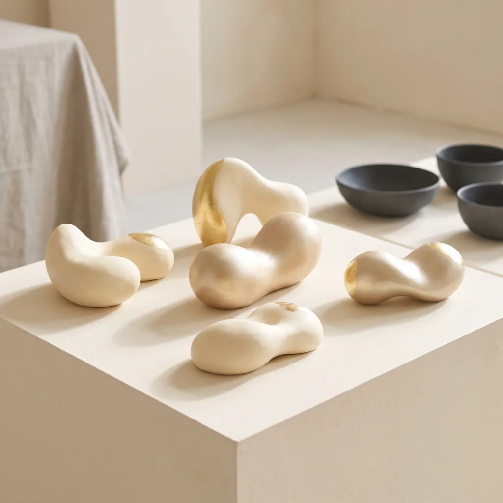 Smooth sculptural forms in warm light