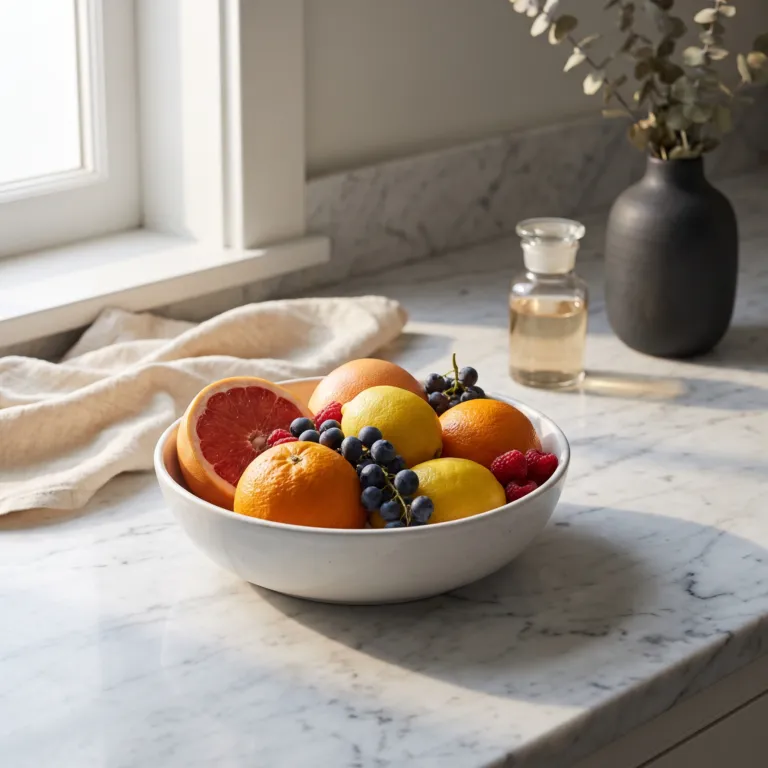 A bowl of fresh citrus fruit and berries